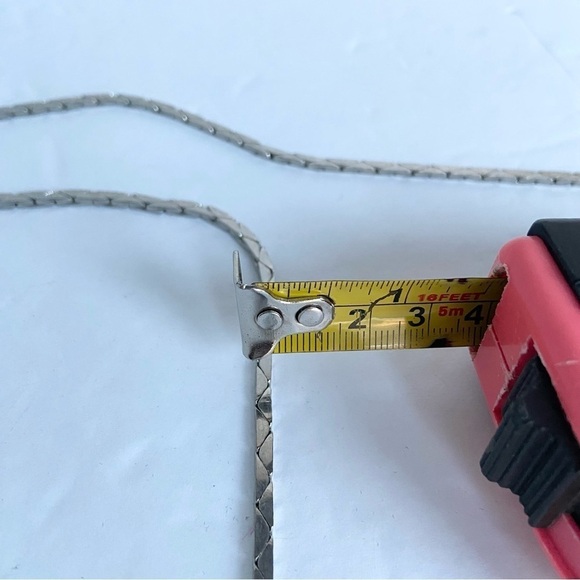 Long Box Chain Silver Tone Necklace Plain Simple Casual Necklace - Picture 6 of 8